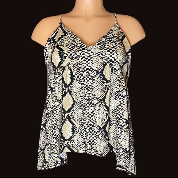 Peach Love California Snakeskin Babydoll Hi/Low Top Blouse Camisole So Soft - Picture 1 of 3